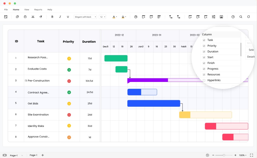 Interface de l'outil de gestion edrawproj