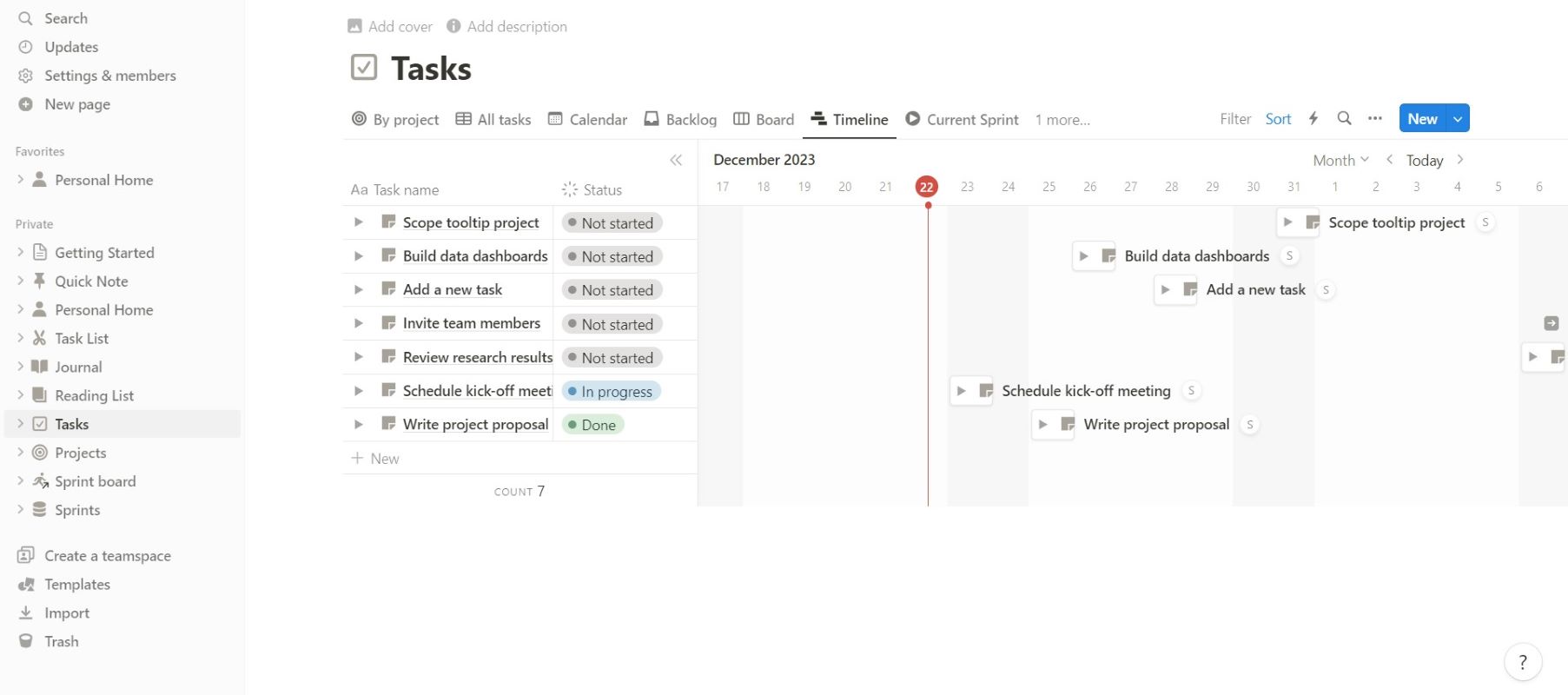 notion project management template