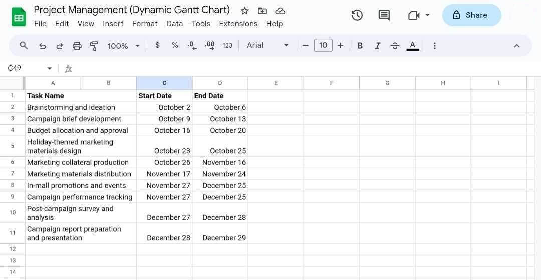 ajouter les détails d'un projet dans google sheets