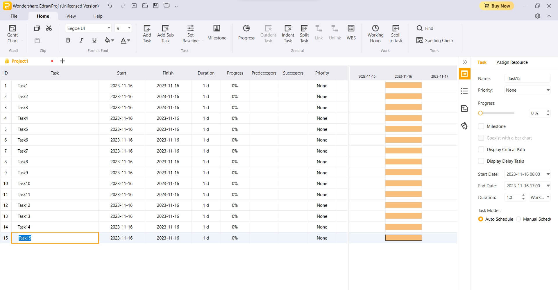 edrawproj gantt chart on canvas