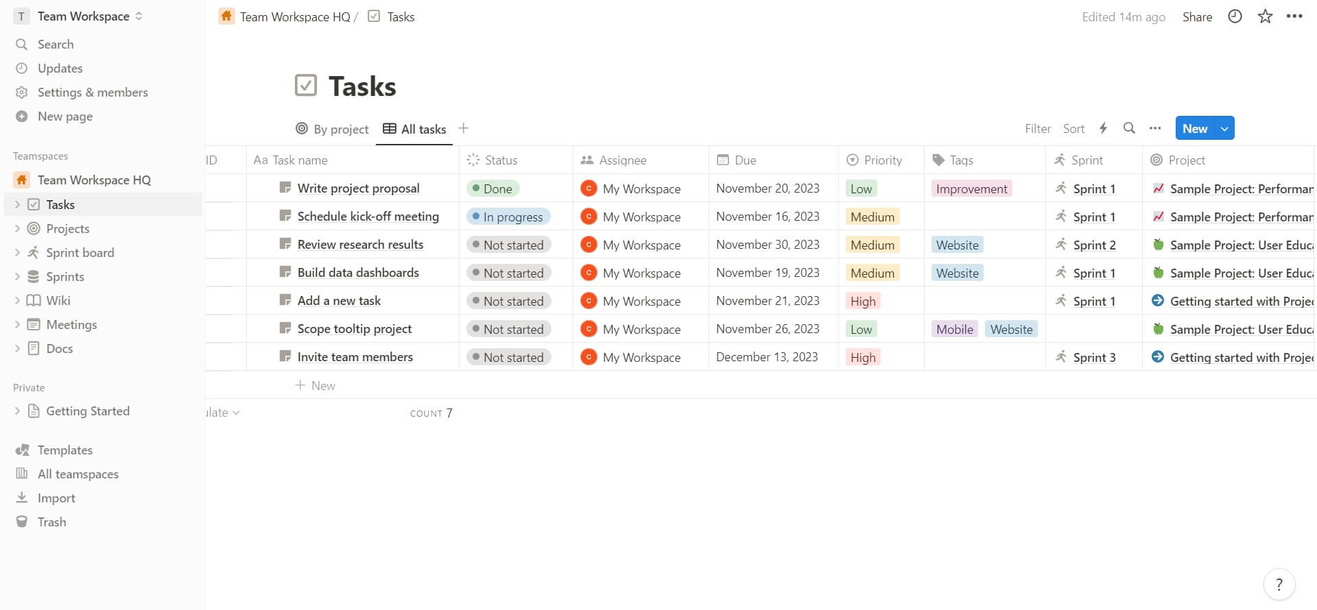 notion d'interface teamspace