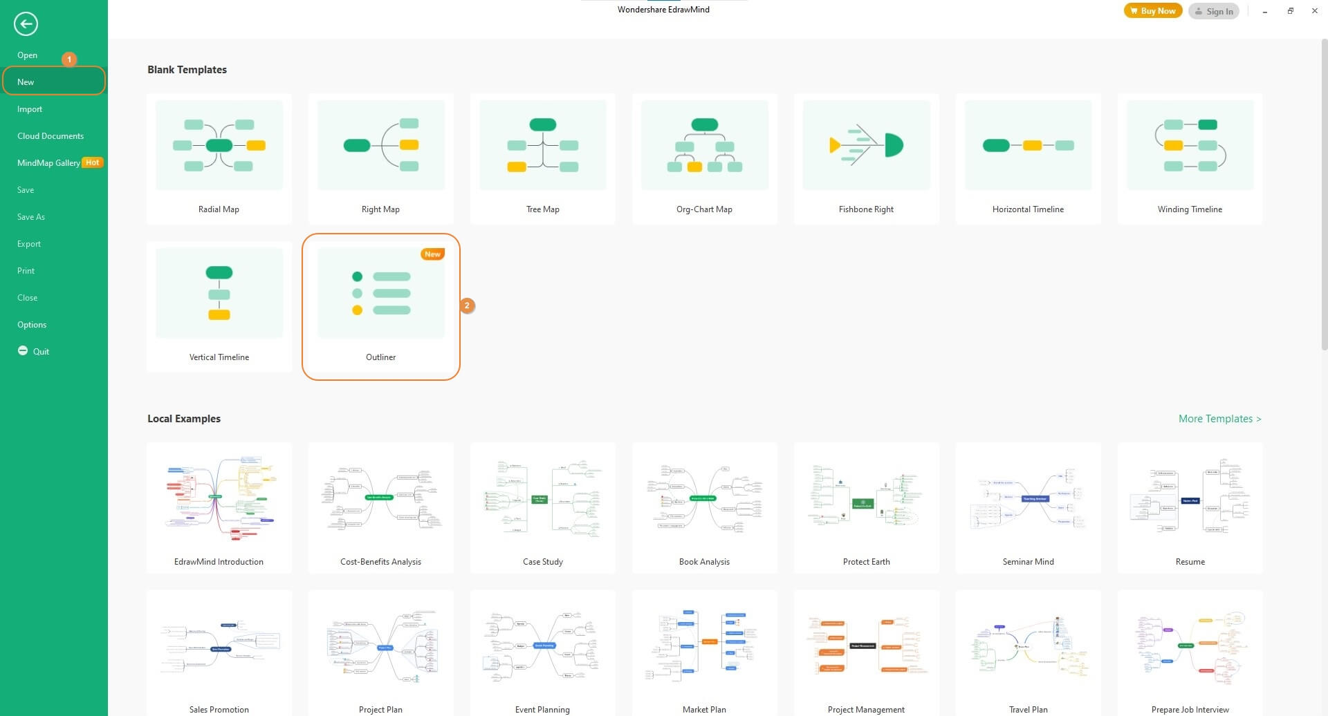 Téléchargez EdrawMind et double-cliquez sur Outliner