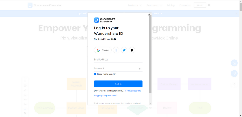 edrawmax login interface