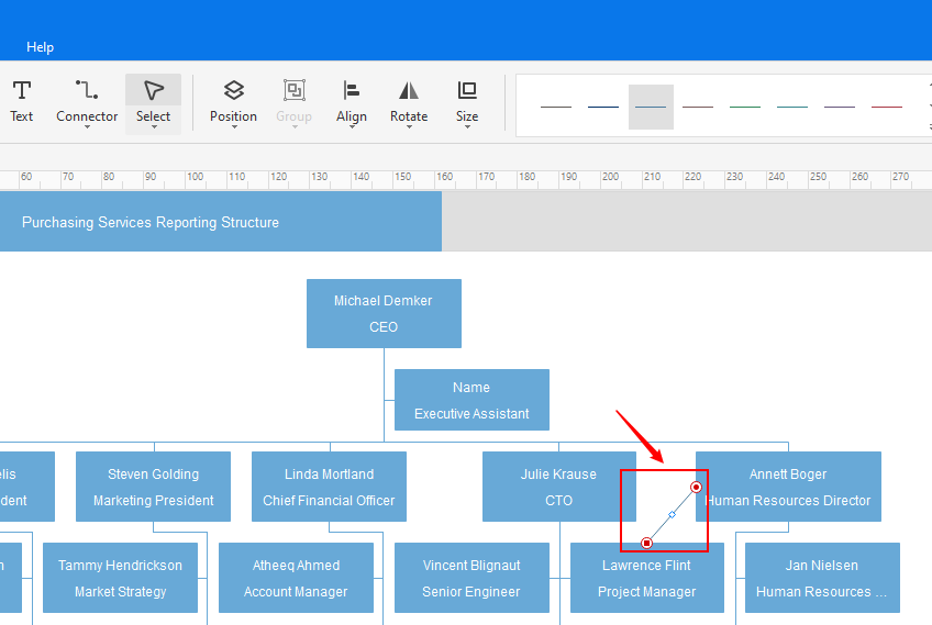 lucidchart org chart dotted line reporting