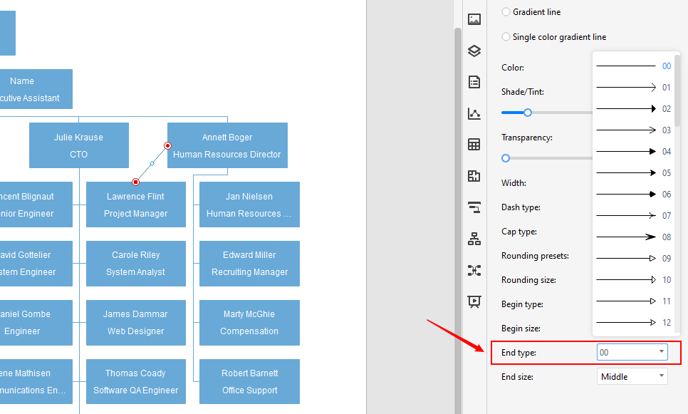 choose an end type