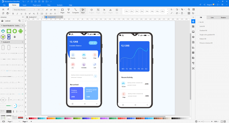 abrir una plantilla wireframe para Android