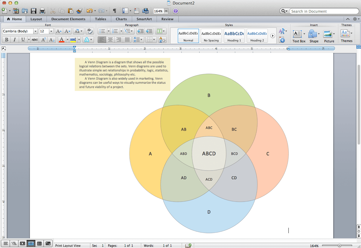 Venn-Diagramme für Word