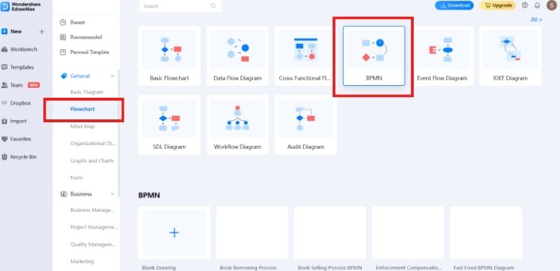 edrawmax Flussdiagramm-Klassifizierung grafische Benutzeroberfläche