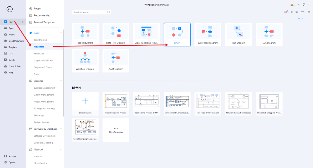 Erstellen einer BPMN in EdrawMax