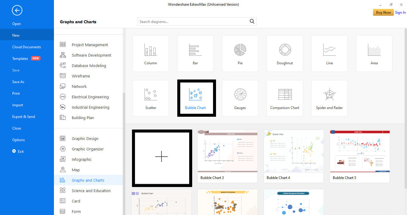 select the Bubble Chart tab