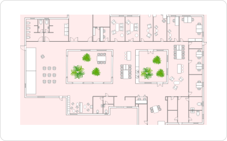 Gebäudeplan für ein Großraumbüro