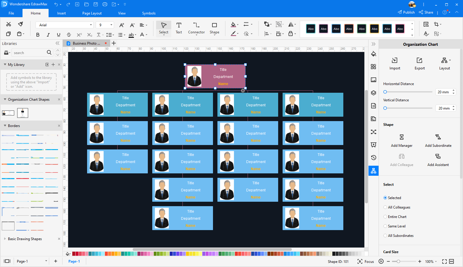 personalizza il modello di organigramma