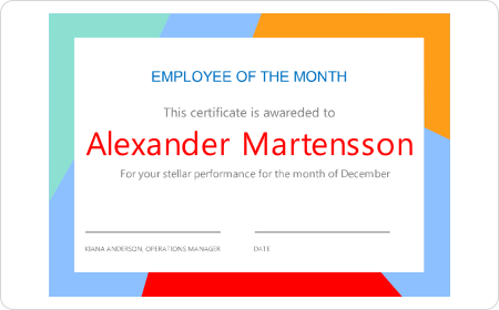 Employee of The Month Certificate 