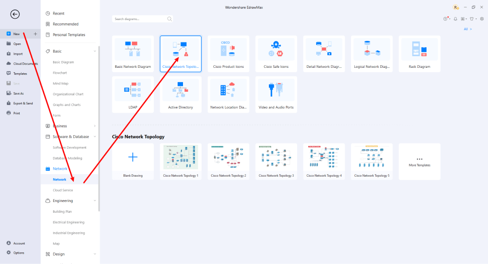 Erstellen Sie ein Cisco-Netzwerkdiagramm in EdrawMax