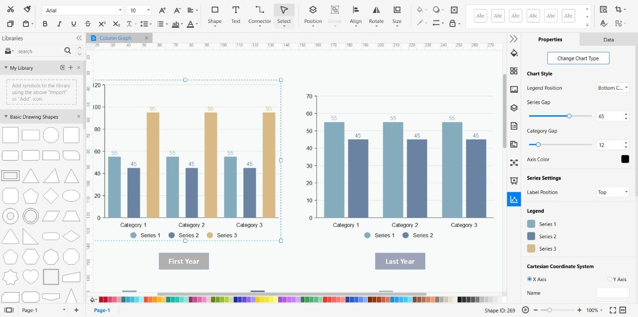 enter all data values and names of categories or entities