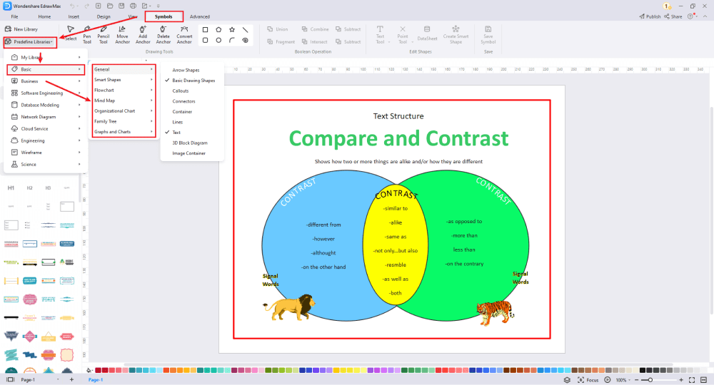 how to make a compare and contrast graphic organizer