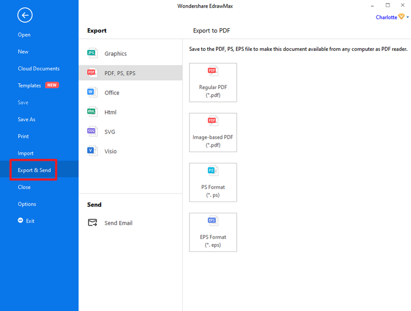 Save or export flowcharts in EdrawMax