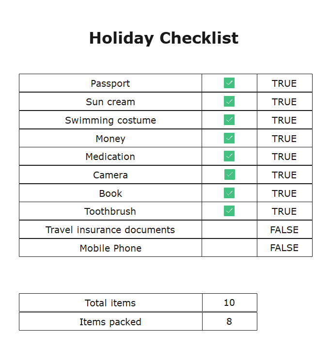 checklist example 1