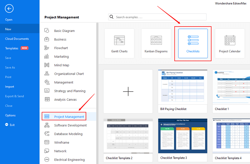 open checklist category