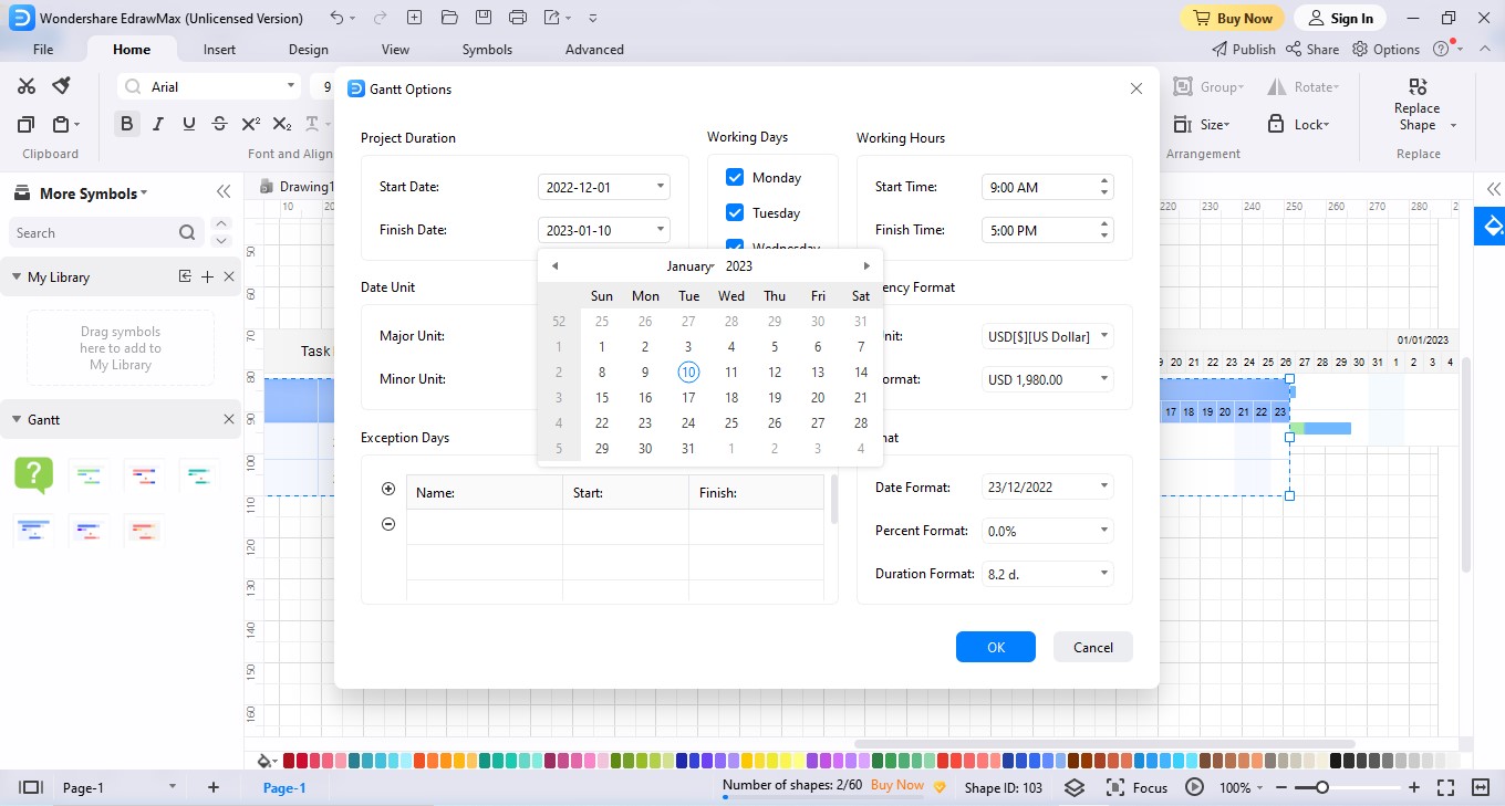 Créer un diagramme de Gantt dans EdrawMax