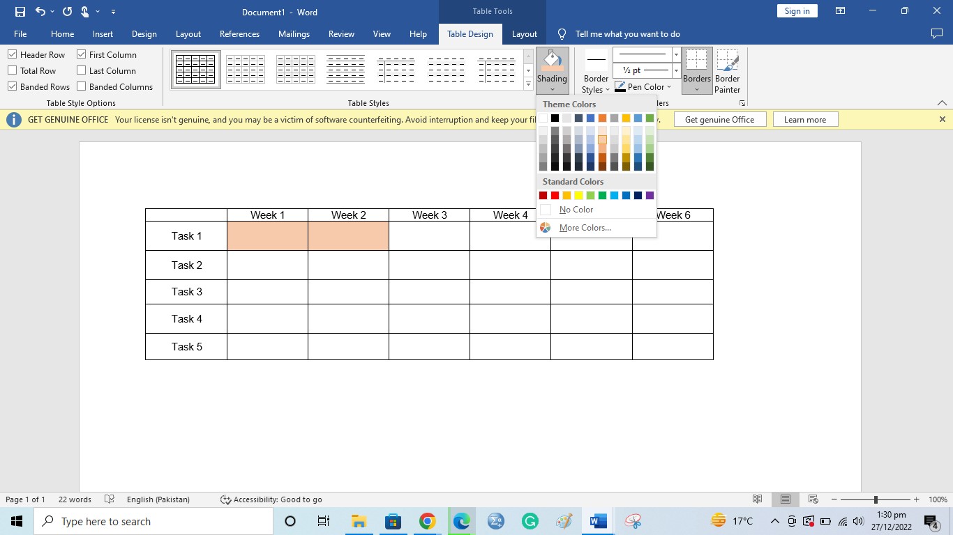 Create a Gantt Chart in Word