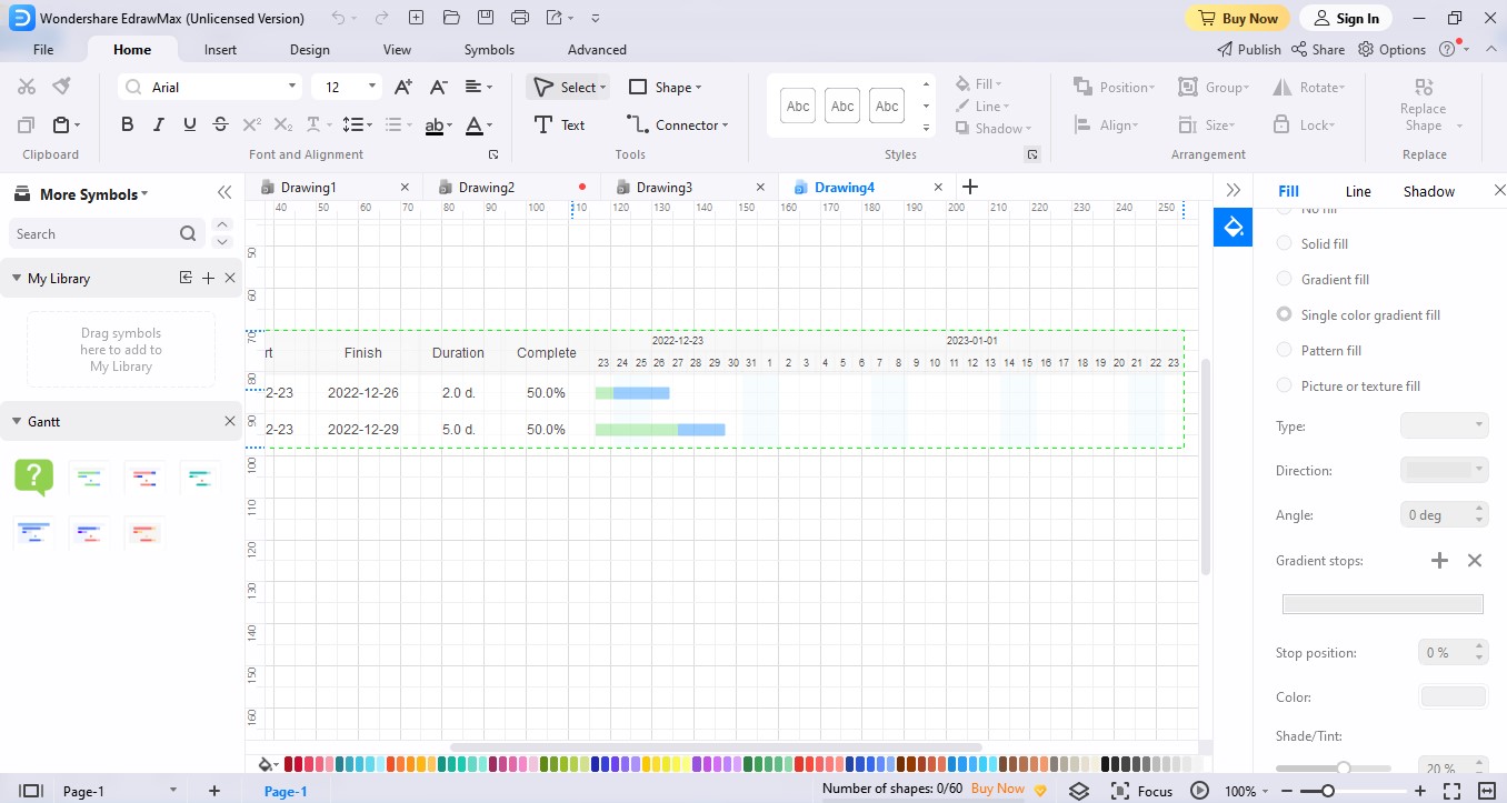 Créer un diagramme de Gantt dans EdrawMax