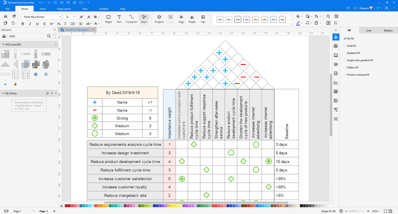 hacer casa de diagrama de calidad en EdrawMax