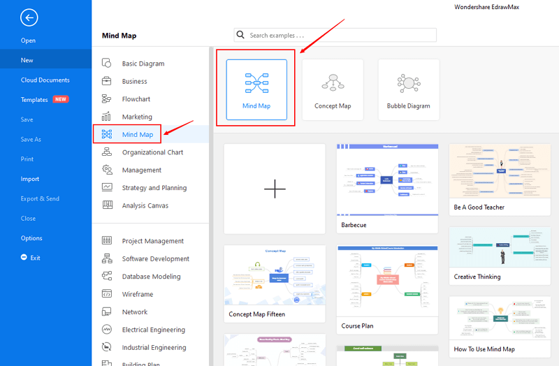 open mind map category