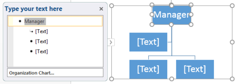 Bearbeiten eines Organigramms in Excel