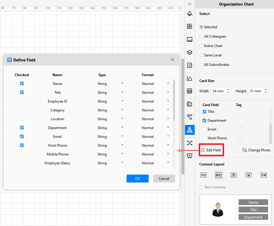 edit the define field