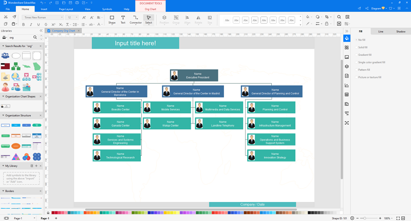 Open one org chart template