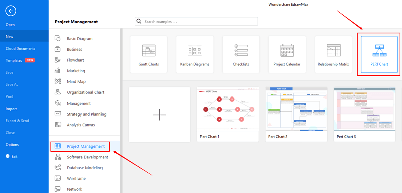 open pert chart template category