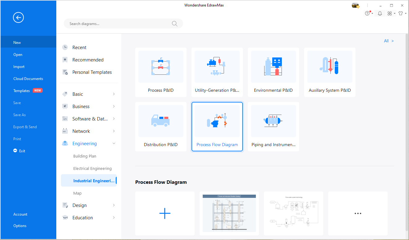 open process flow diagram template category