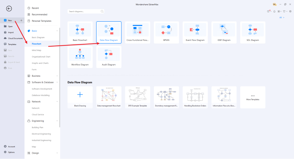 Erstellen Sie ein Datenflussdiagramm in EdrawMax