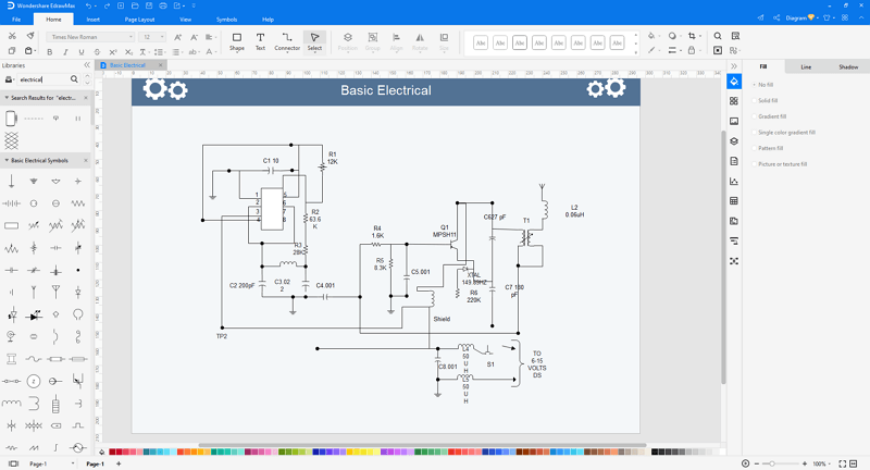 draw electronic schematics