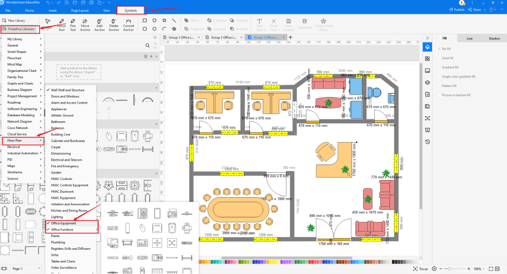 Créer un plan de bureau dans EdrawMax