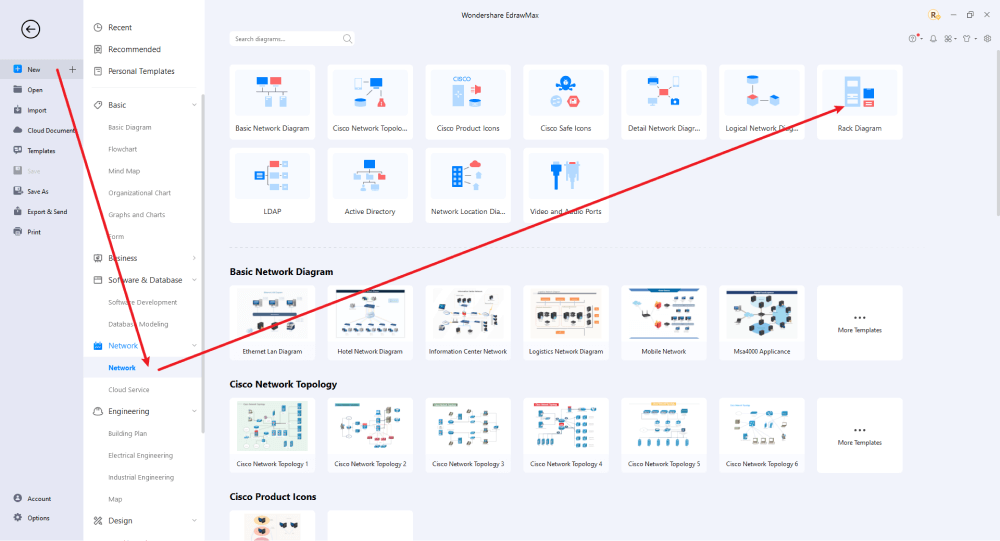 Erstellen Sie ein Rack-Diagramm in EdrawMax