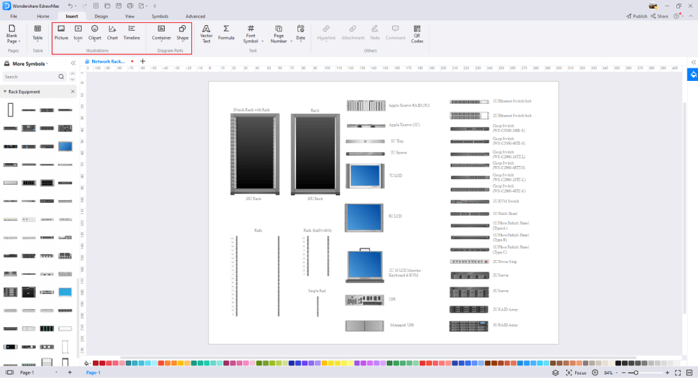 Erstellen Sie ein Rack-Diagramm in EdrawMax