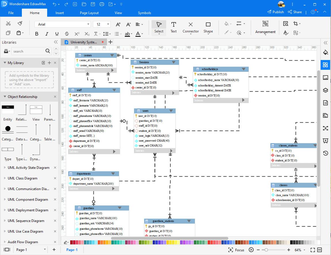 Create an ERD for University Database