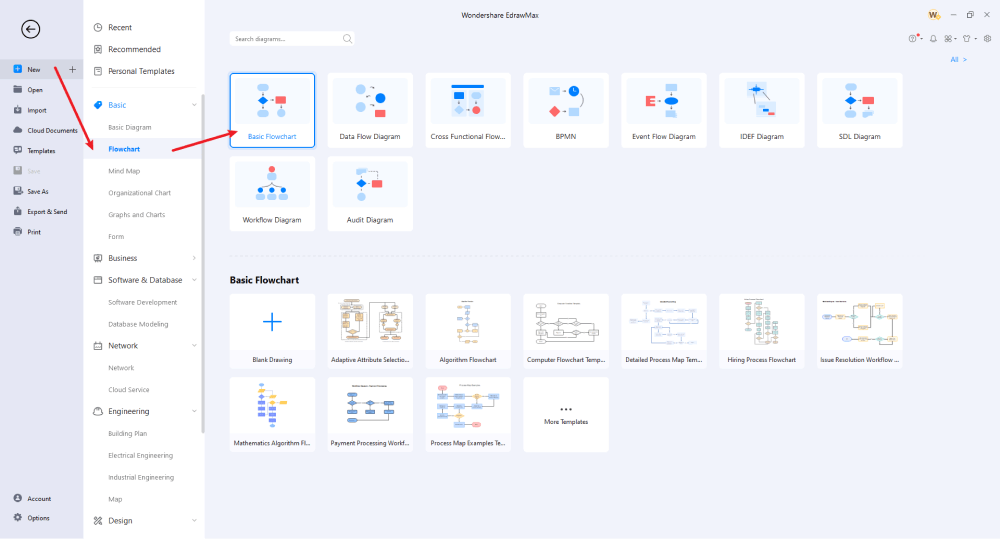 Erstellen eines Flussdiagramms in EdrawMax