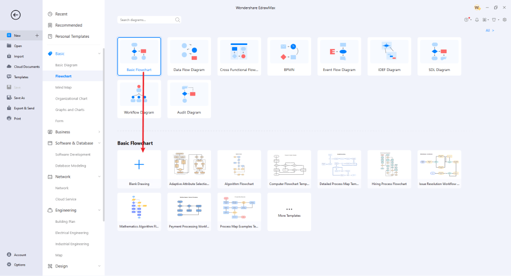 Erstellen eines Flussdiagramms in EdrawMax