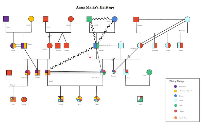 Genograma de herencia de Anna Maria