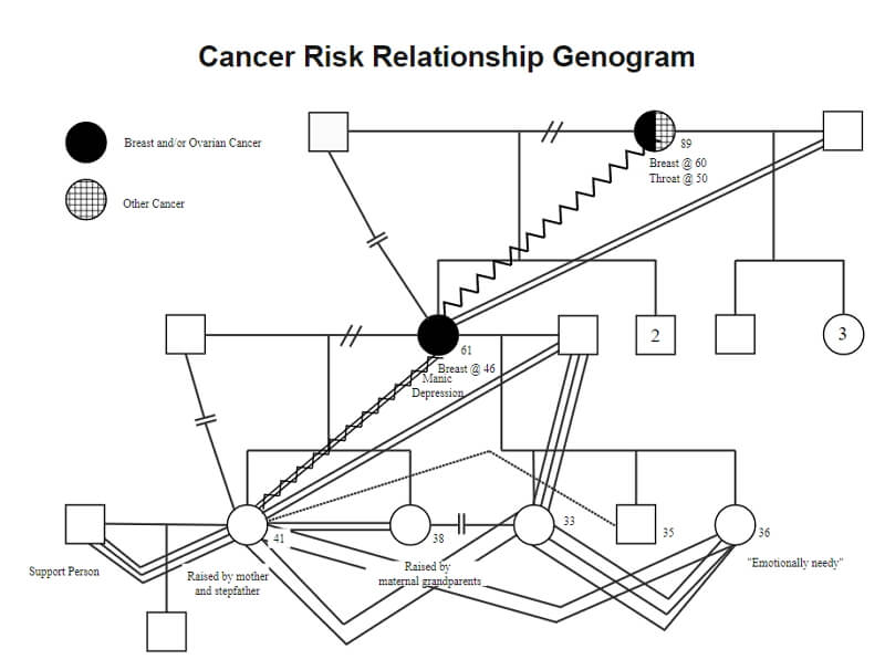 Genogramm der Krebsrisiko-Beziehung