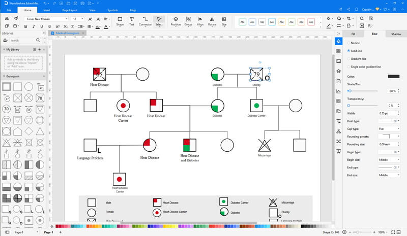 Choose a genogram template in EdrawMax