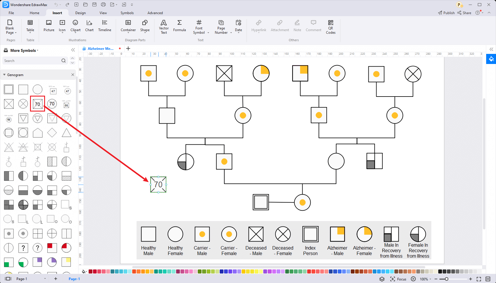 genogram symbol key fetus dead