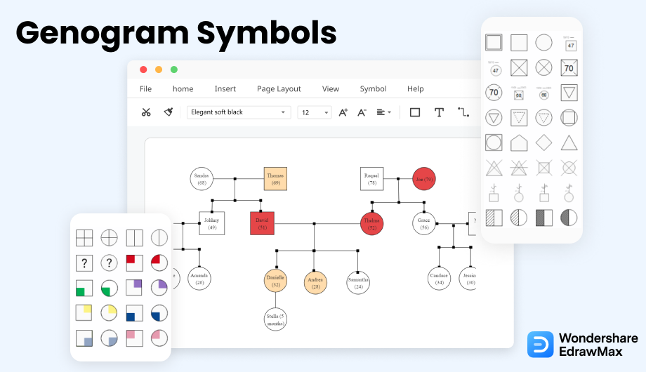 genogram symbol clipart