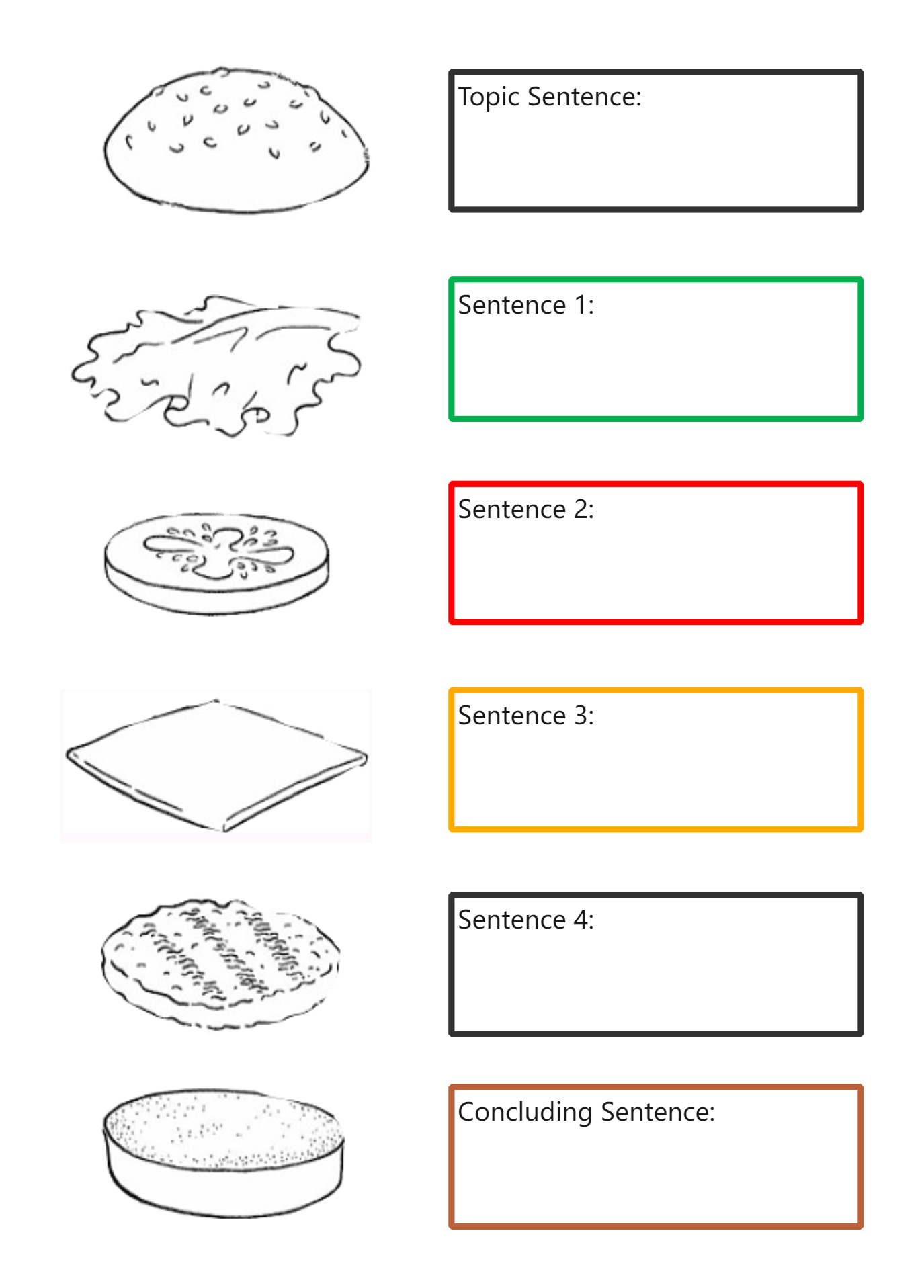 Hamburger Outline Printable