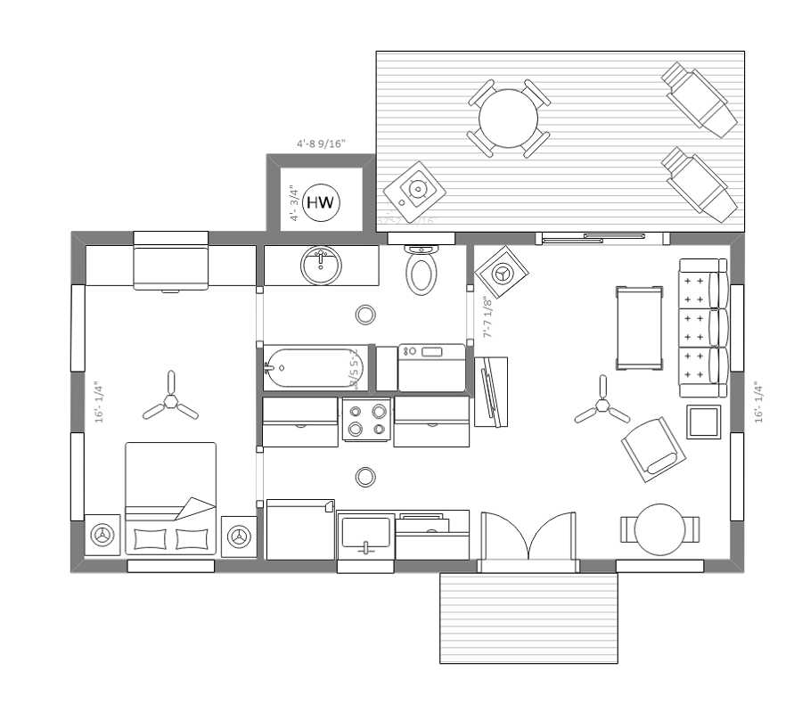 Common small house plan sample cad drawing details dwg file - Cadbull