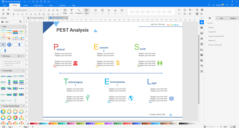 Personalizar a sua análise PEST no EdrawMax