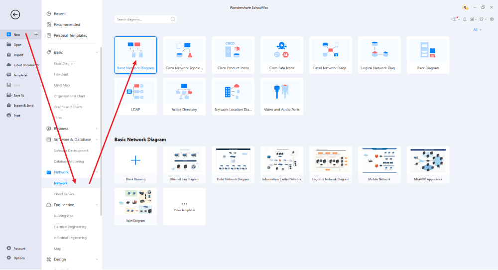 Zeichnen Sie ein Netzwerkdiagramm in EdrawMax